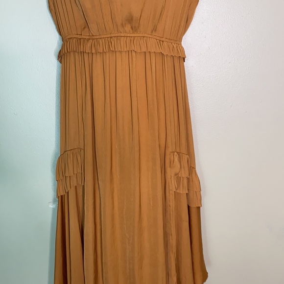 Women’s Current Air Anthropologie Romantic Orange Ruffle Dress Size Large - Picture 3 of 14